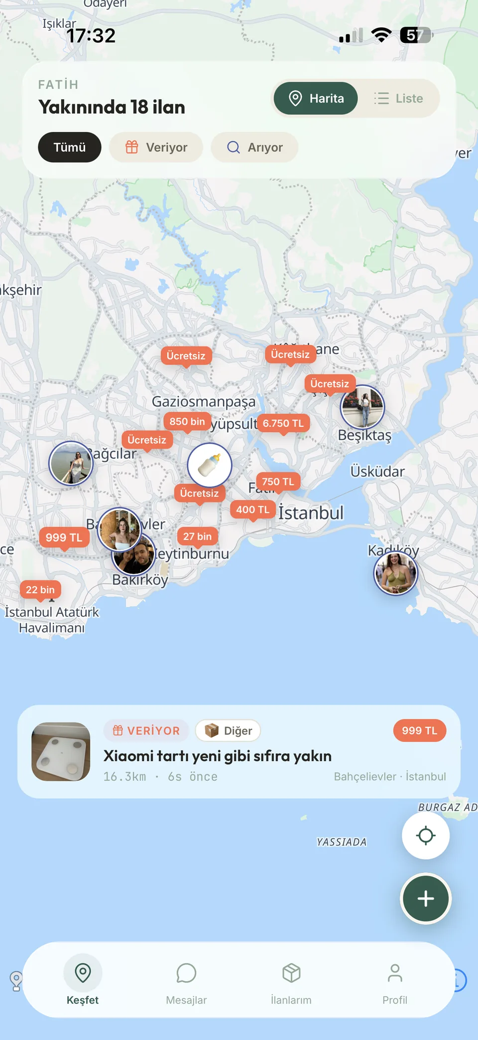 Çevrende kim ne veriyor, haritada bak